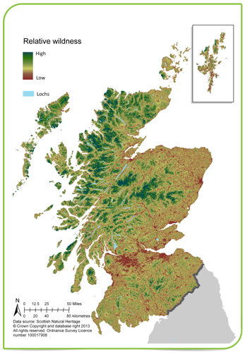 Map of Relative Wildness throughout Scotland